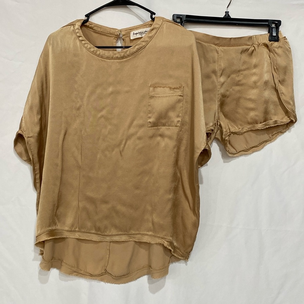 Boutique brand gold silky pajama set